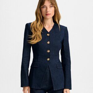 New Veronica Beard Cynthia Tailored Denim Jacket, Multi-size